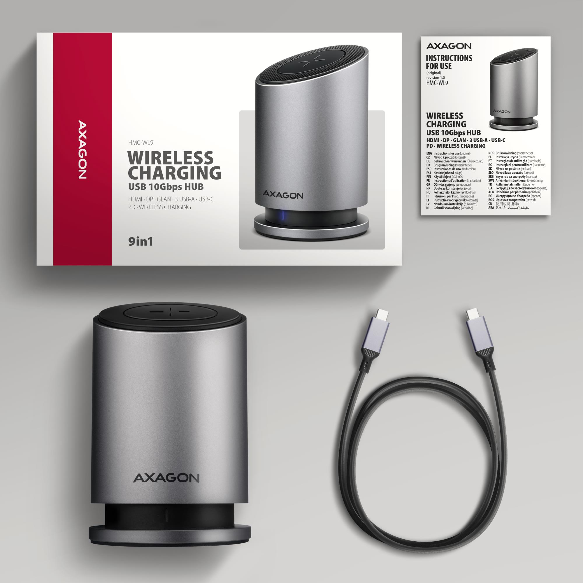 I/O HUB USB-C 9IN1 WRL/0.6M HMC-WL9 AXAGON - Image 10
