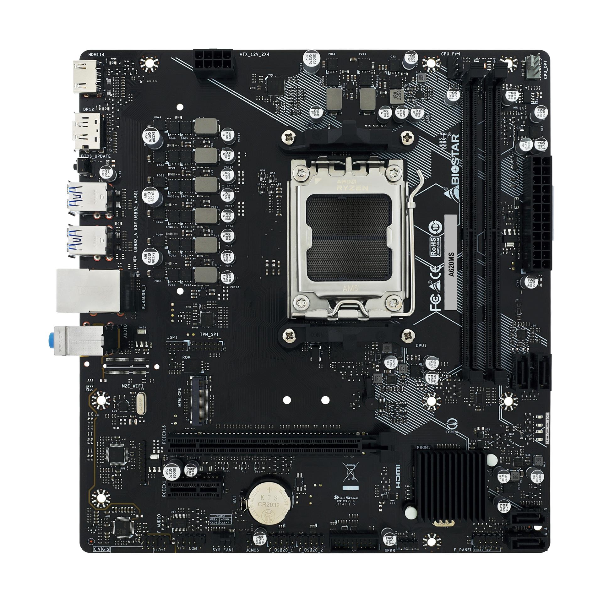 Mainboard BIOSTAR AMD A620 SAM5 Micro-ATX Memory DDR5 Memory slots 2 A620MS - Image 2