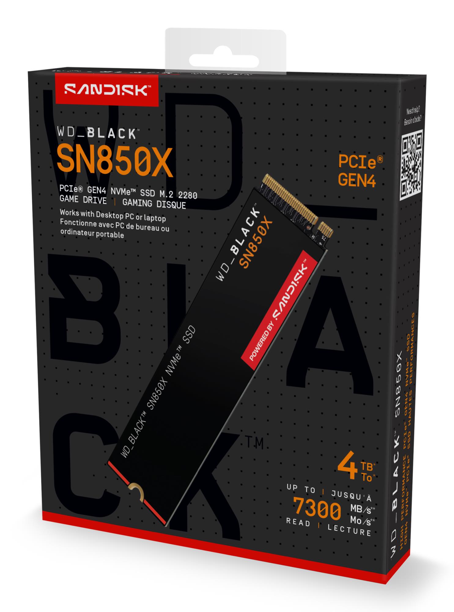 SSD SANDISK 2400xTBW rating Read speed 7300 MB/s Write speed 6600 MB/s NVMe Yes PCI Express 4.0 M.2 4000 GB POWERED BY SANDISK Black SN850X WDS400T2X0E - Image 7