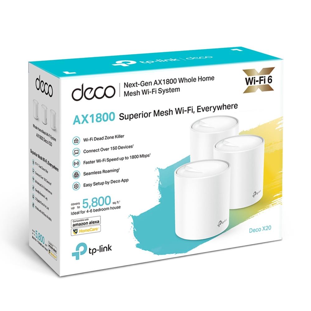 Wireless Router TP-LINK Wireless Router 2-pack 1800 Mbps Mesh IEEE 802.11a IEEE 802.11n IEEE 802.11ac IEEE 802.11ax DECOX20(3-PACK) - Image 3