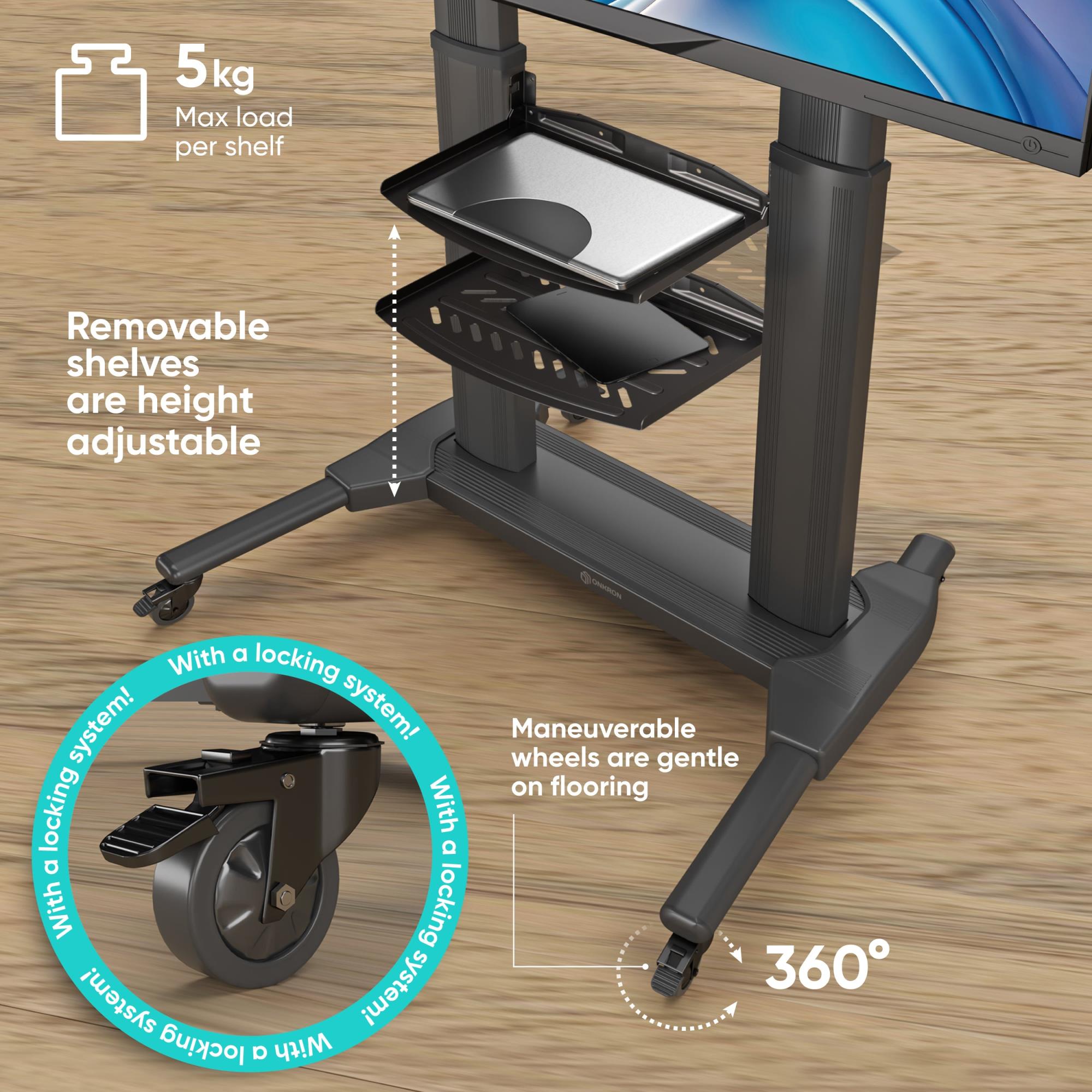 TV SET ACC MOBILE STAND/40-80"/BLACK TS2771-B ONKRON - Image 7