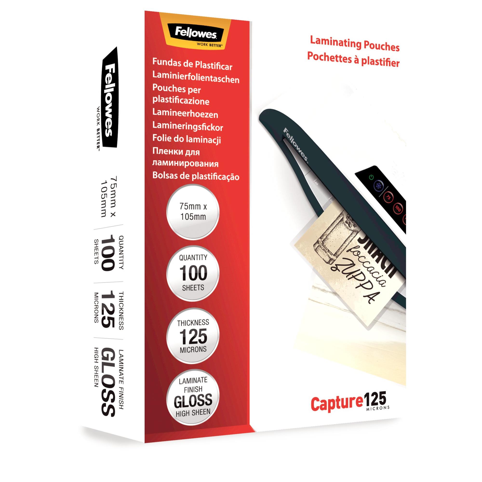 LAMINATOR POUCH GLOSSY CARD/125 100PCS 5306901 FELLOWES - Image 4