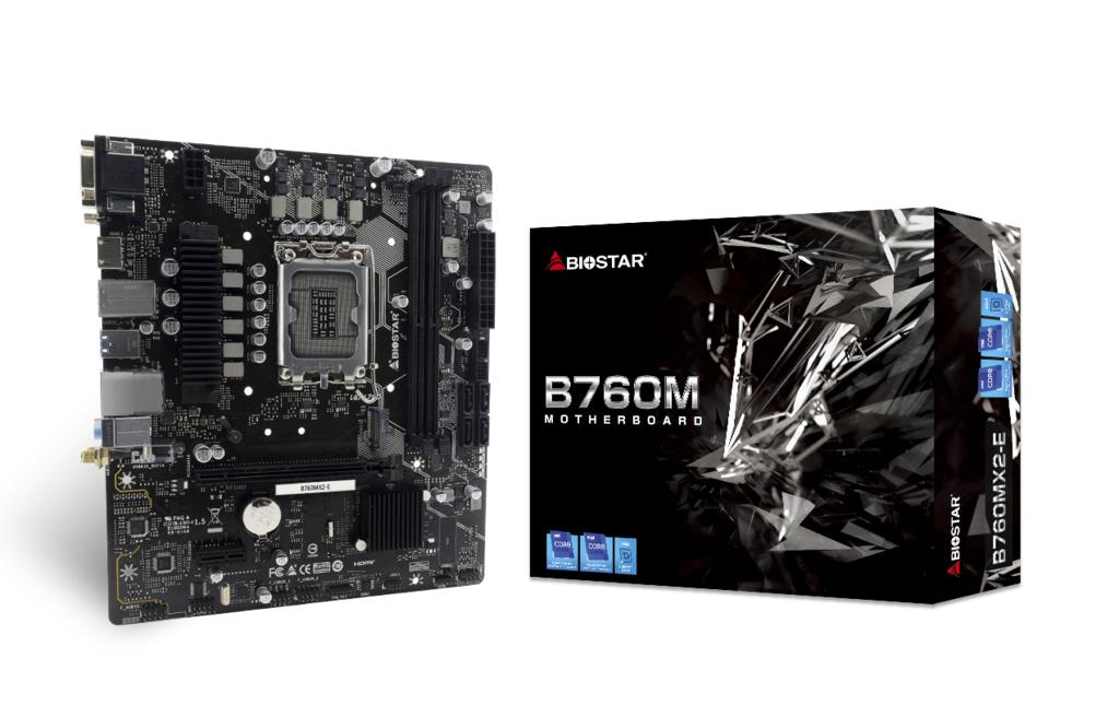 Mainboard BIOSTAR Intel B760 Express LGA1700 Micro-ATX Memory DDR5 Memory slots 2 1xPCI-Express 3.0 1x 1xPCI-Express 4.0 16x 2xM.2 1x15pin D-sub 1xDVI-D 1xHDMI 4xUSB 2.0 2xUSB 3.2 1xPS/2 1xRJ45 3xAudio port B760MX2-E - Image 3