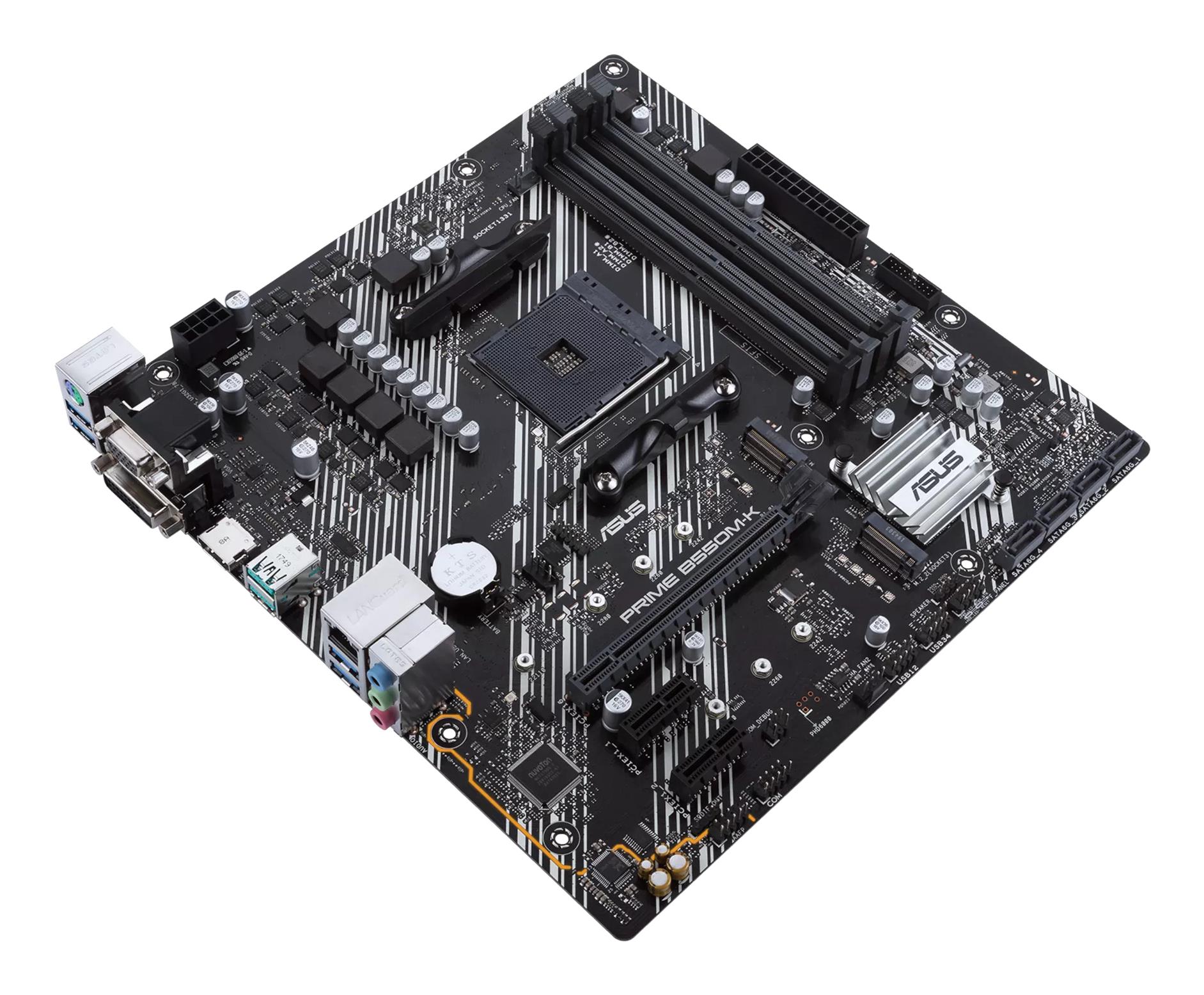 Mainboard ASUS AMD B550 SAM4 MicroATX 2xPCI-Express 3.0 1x 2xM.2 1xPCI-Express 4.0 16x Memory DDR4 Memory slots 4 1x15pin D-sub 1xDVI 1xHDMI 6xUSB 3.2 1xPS/2 1xRJ45 3xAudio port PRIMEB550M-K - Image 5