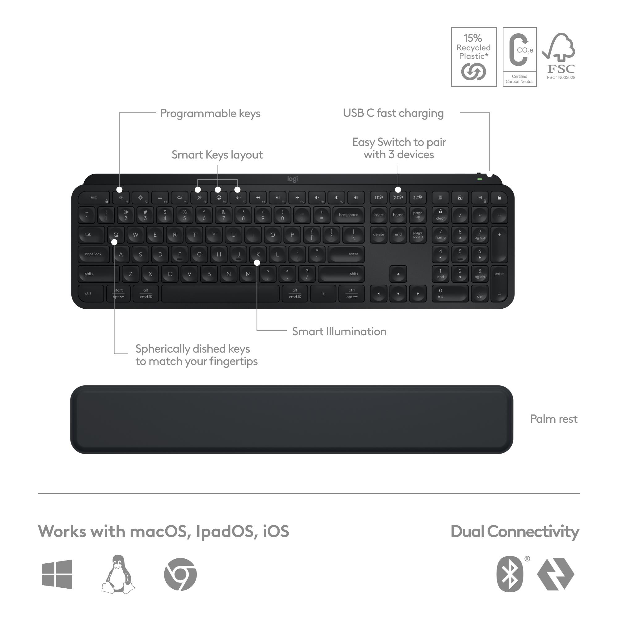 KEYBOARD +MOUSE COMBO MXKEYS S/BLACK 920-011614 LOGITECH - Image 11