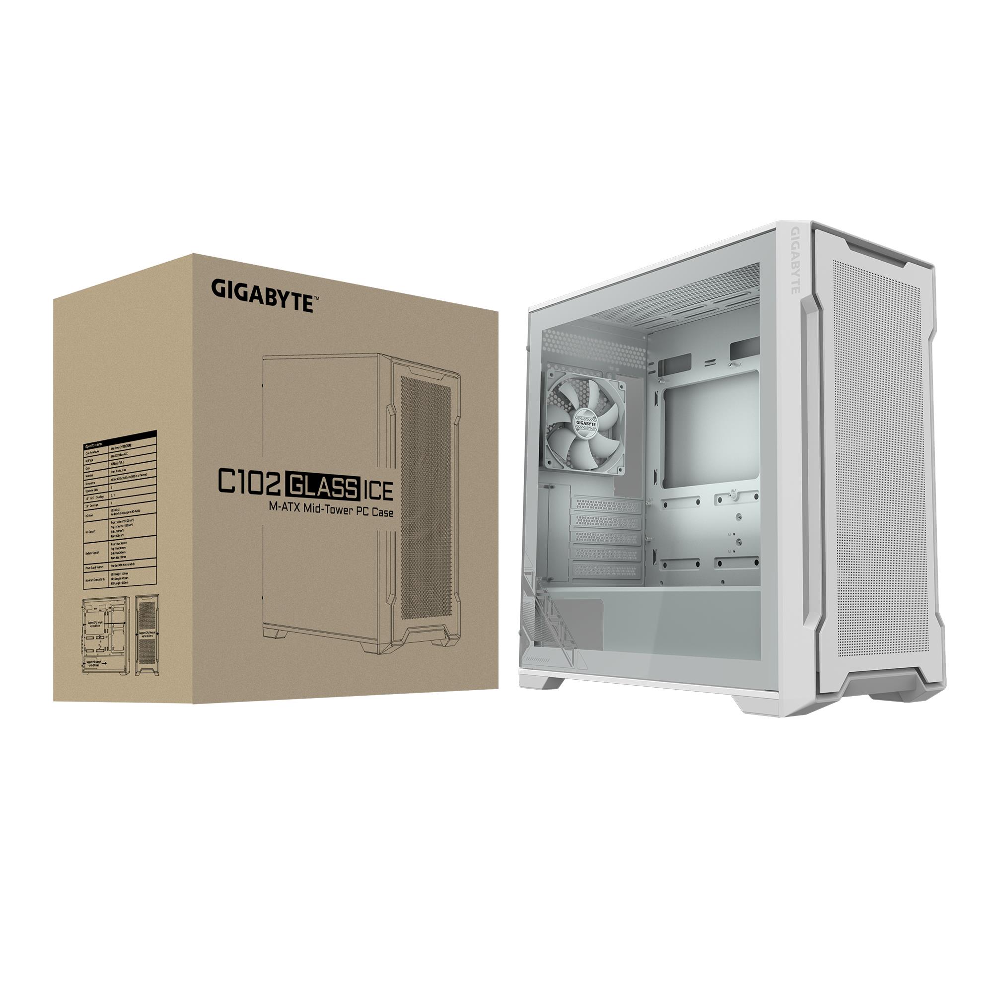 Case GIGABYTE GB-C102GI MidiTower Case product features Transparent panel Not included MicroATX MiniITX Colour White C102GI - Image 8