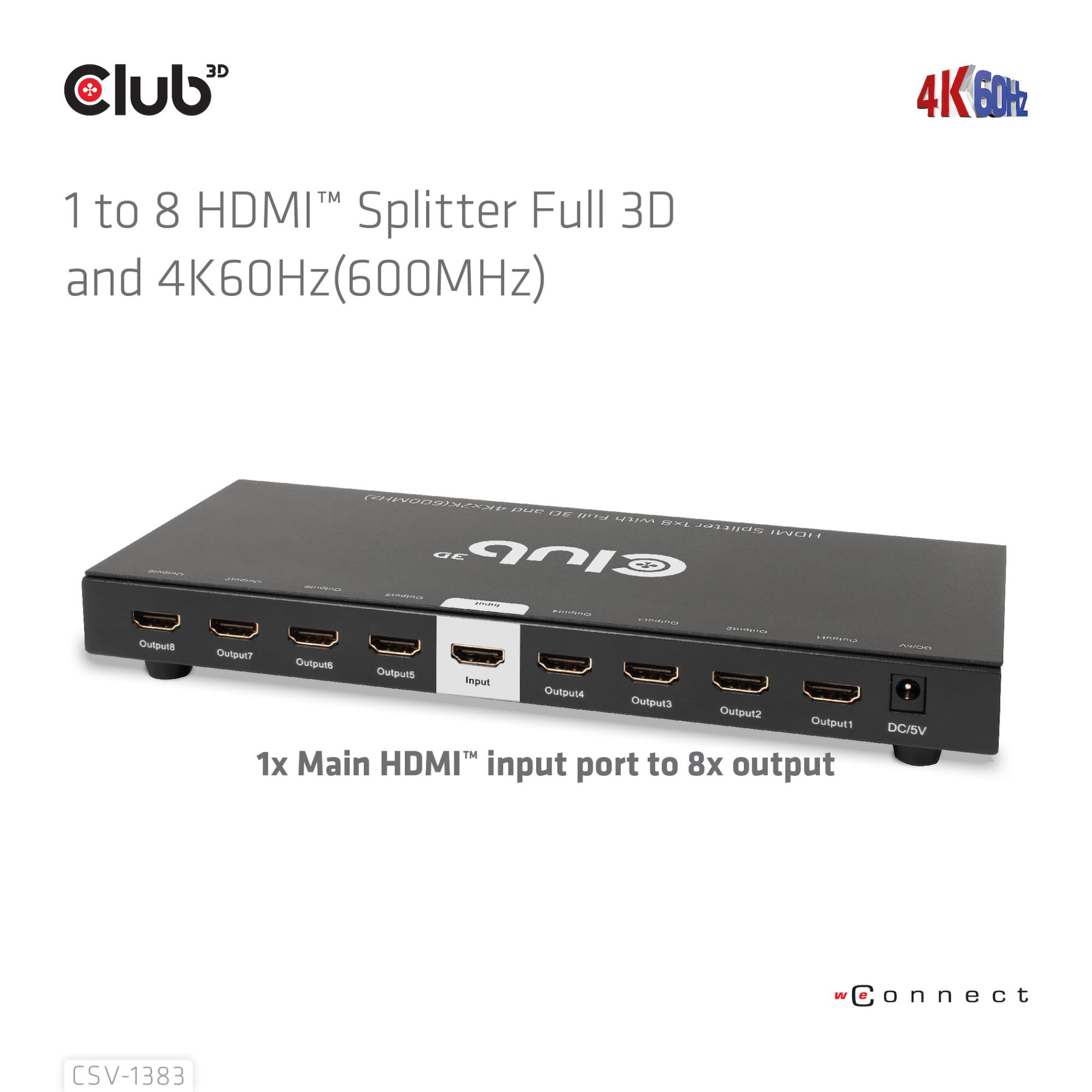 VIDEO SPLITTER HDMI 8PORT/3D 4K 60HZ CSV-1383 CLUB3D - Image 14