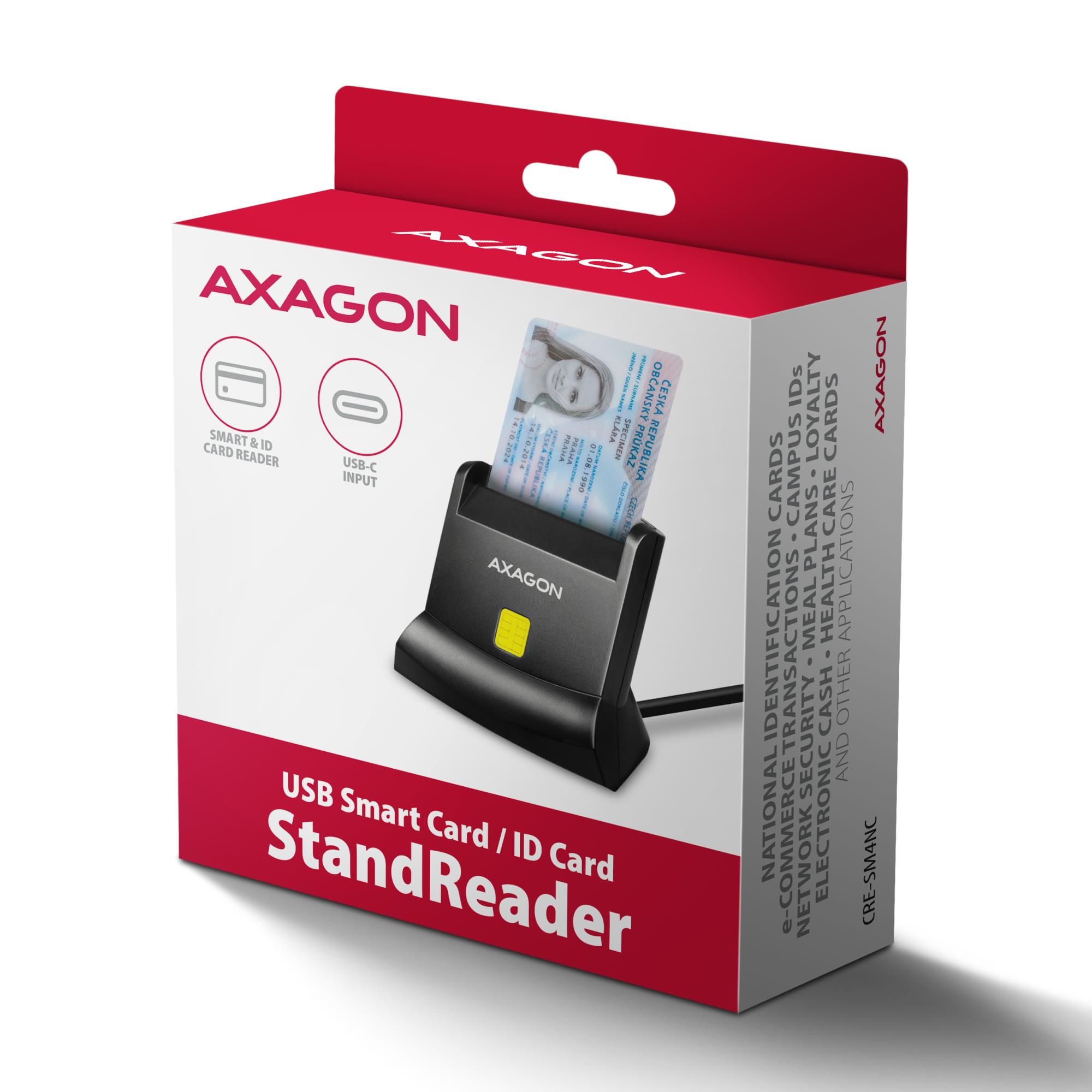 CARD READER STAND SMARTCARD/ID/USB-C 1.2M CRE-SM4NC AXAGON - Image 6