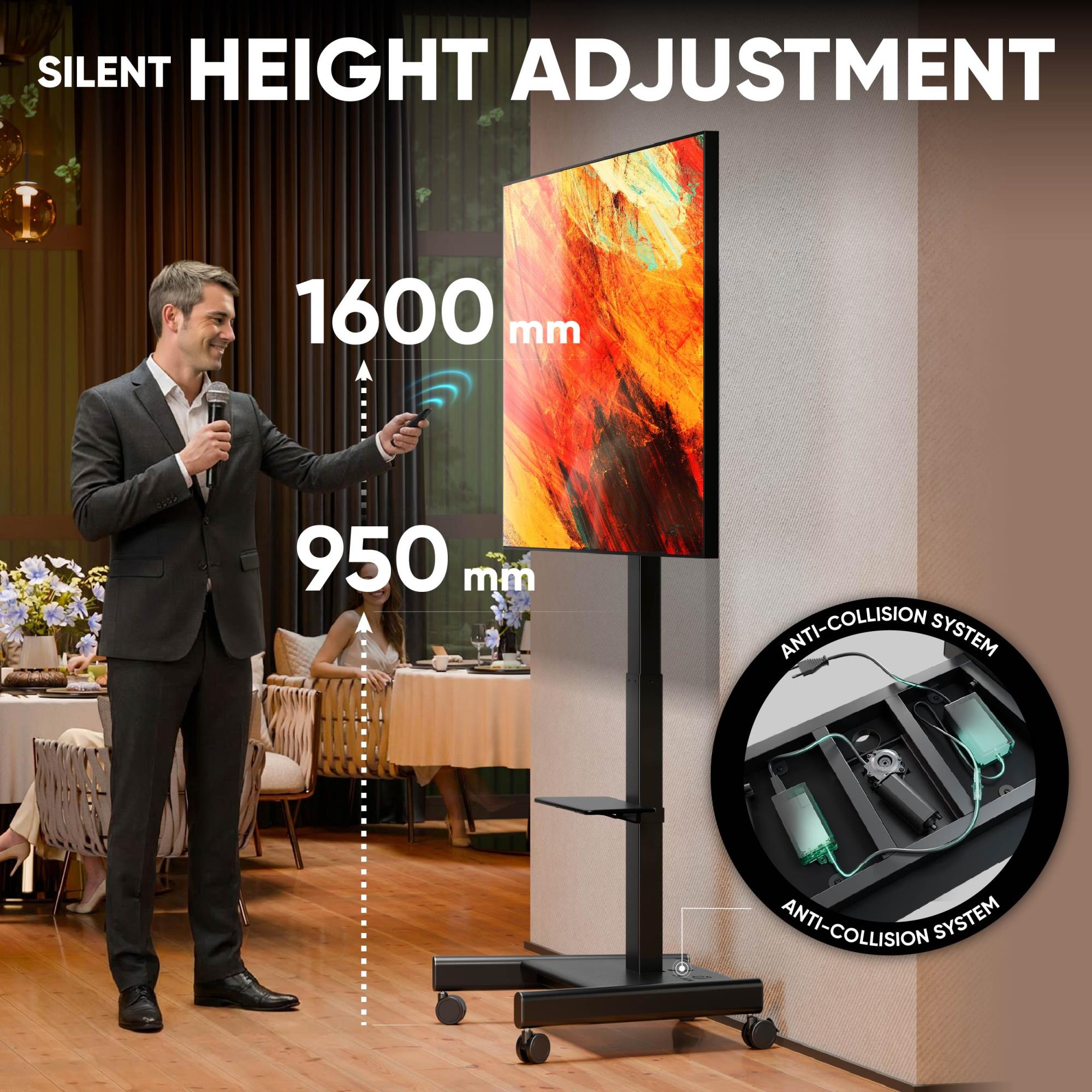 TV SET ACC MOBILE STAND/43-75"/BLACK TS1552E-B ONKRON - Image 5