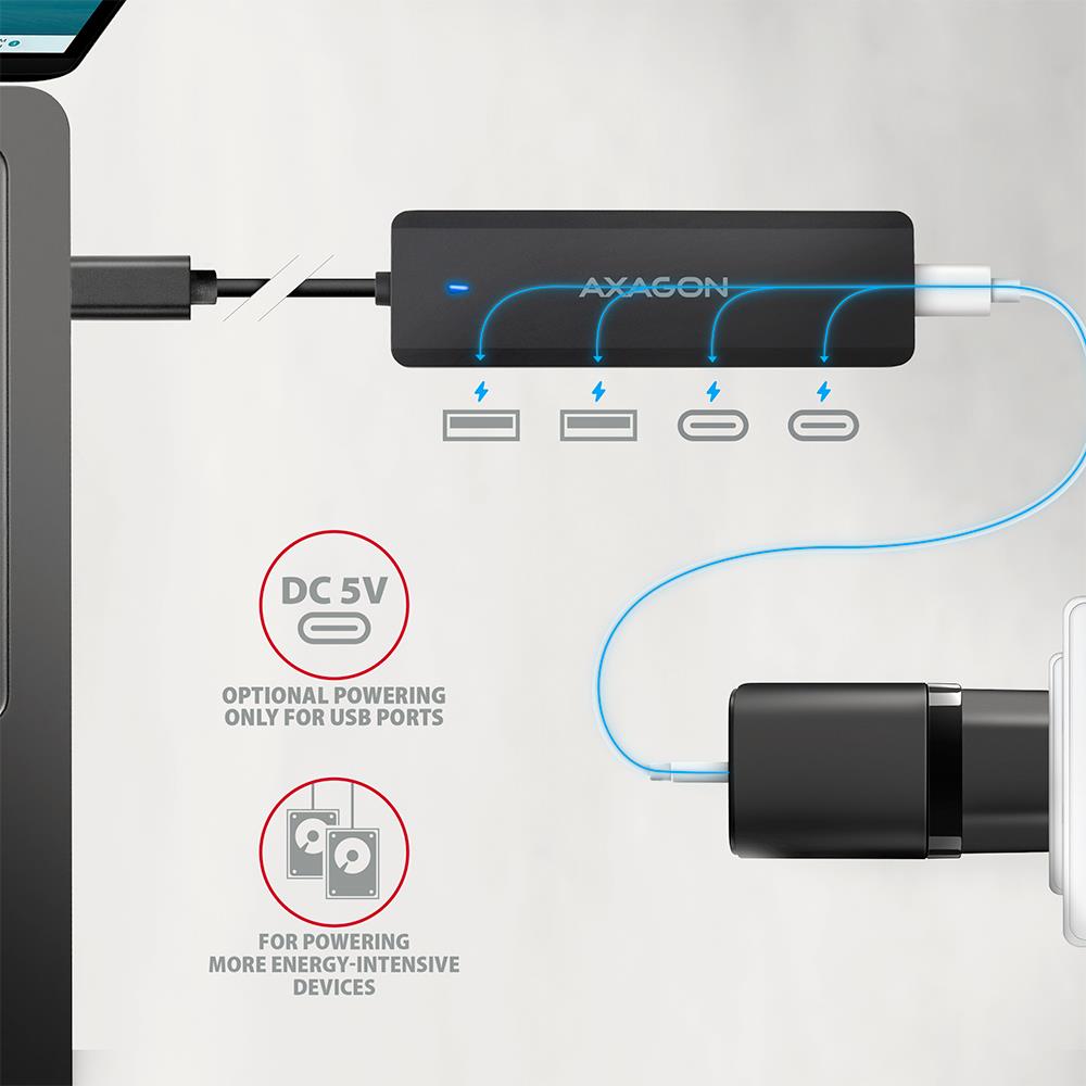 I/O HUB USB-C TRAVEL/0.19M HUE-C2C AXAGON - Image 3