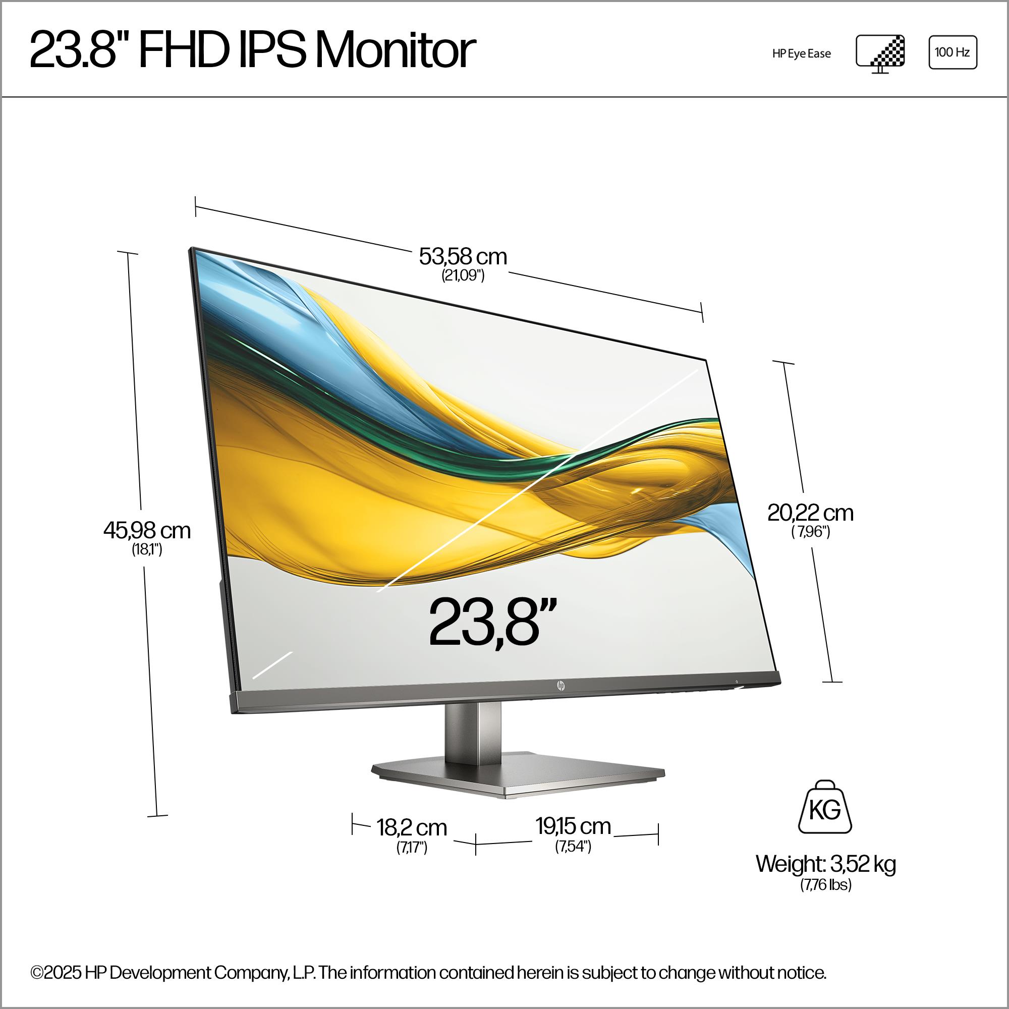 LCD Monitor HP 23.8 " 1920 x 1080 pixels Full HD Native aspect ratio 16:9 LCD Flat B11W5AT - Image 5