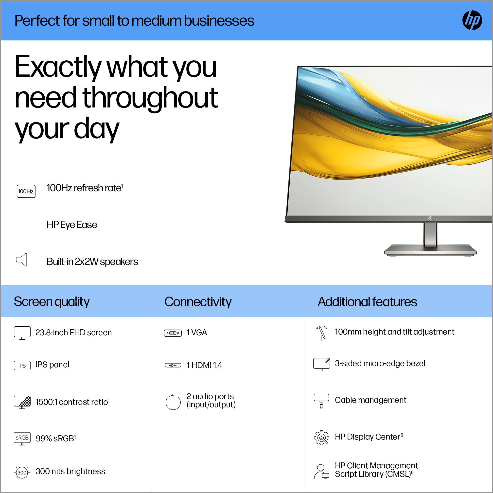 LCD Monitor HP 23.8 " 1920 x 1080 pixels Full HD Native aspect ratio 16:9 LCD Flat B11W5AT - Image 3