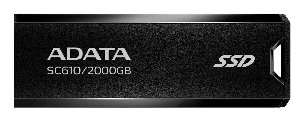 External SSD ADATA SC610 2TB USB 3.2 Write speed 500 MBytes/sec Read speed 550 MBytes/sec SC610-2000G-CBK/RD
