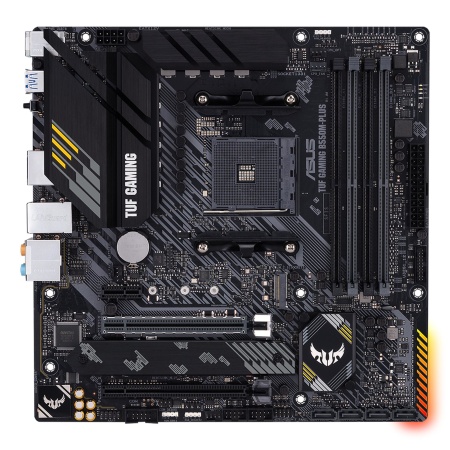 Mainboard ASUS AMD B550 SAM4 MicroATX 1xPCI-Express 3.0 1x 1xPCI-Express 3.0 16x 2xM.2 1xPCI-Express 4.0 16x Memory DDR4 Memory slots 4 1xHDMI 1xDisplayPort 2xUSB 2.0 1xUSB type C 5xUSB 3.2 1xPS/2 1xOptical S/PDIF 1xRJ45 5xAudio port TUFGAMINGB550M-PLUS