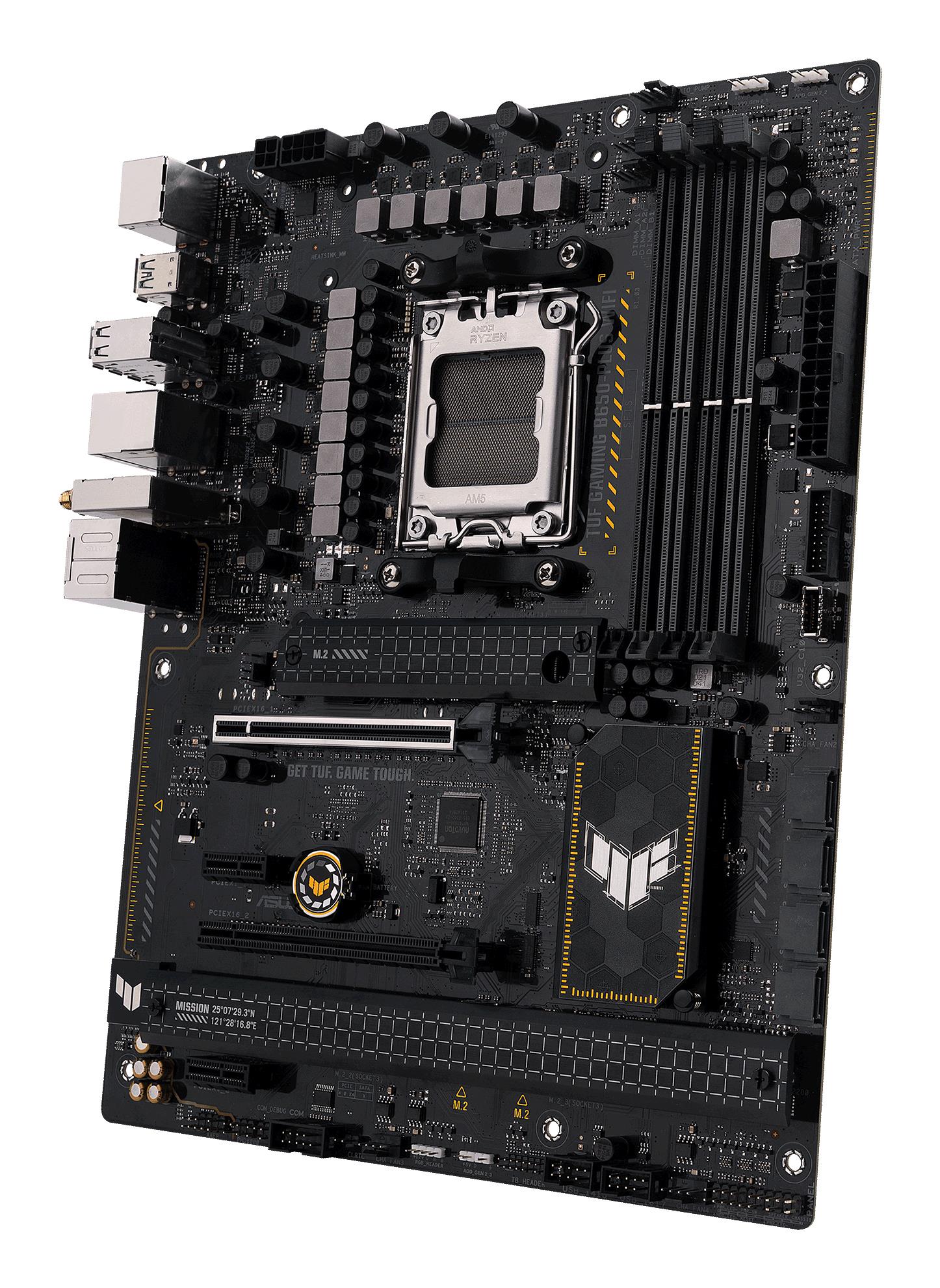 Mainboard ASUS AMD B650 SAM5 ATX Memory DDR5 Memory slots 4 2xPCI-Express 4.0 1x 2xPCI-Express 4.0 16x 3xM.2 1xHDMI 1xDisplayPort 4xUSB 2.0 2xUSB 3.2 2xUSB-C 1xRJ45 5xAudio port TUFGAMINGB650-PLUSWIFI - Image 6