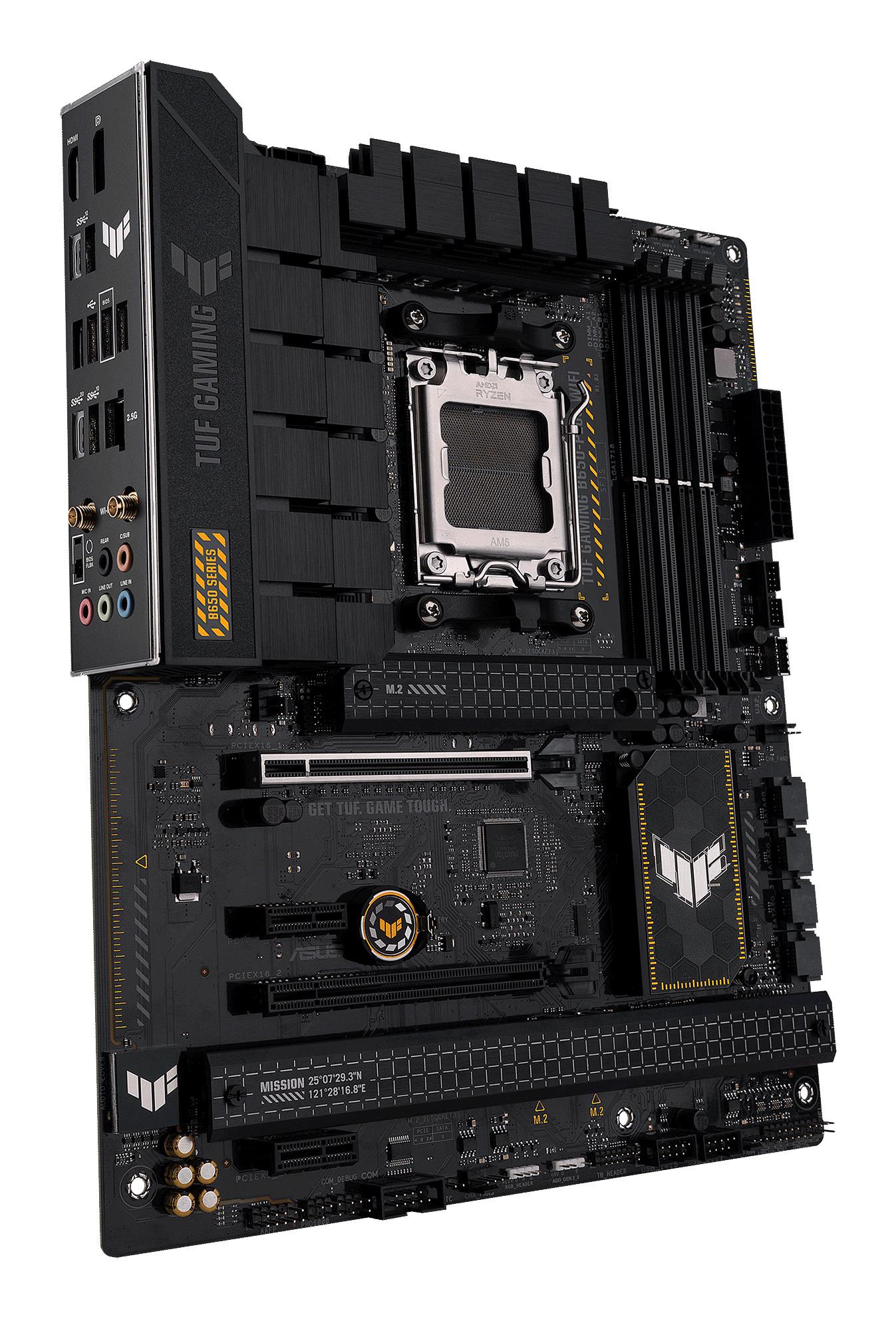 Mainboard ASUS AMD B650 SAM5 ATX Memory DDR5 Memory slots 4 2xPCI-Express 4.0 1x 2xPCI-Express 4.0 16x 3xM.2 1xHDMI 1xDisplayPort 4xUSB 2.0 2xUSB 3.2 2xUSB-C 1xRJ45 5xAudio port TUFGAMINGB650-PLUSWIFI - Image 11