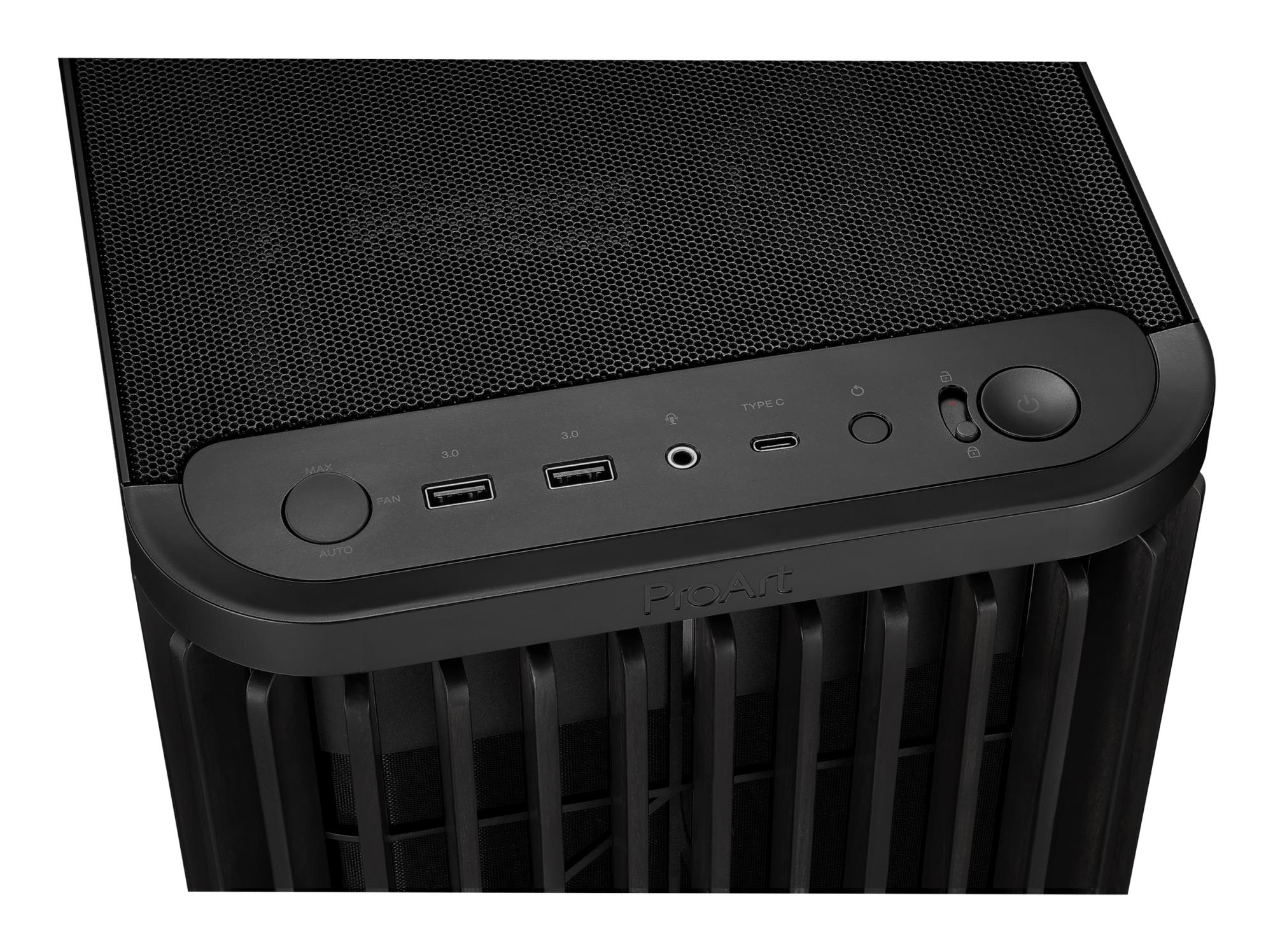 Case ASUS ProArt PA401 Wood Edition - Tempered Glass Panel MidiTower Case product features Transparent panel Not included ATX Colour Black PROARTPA401WOODTGPWM - Image 5
