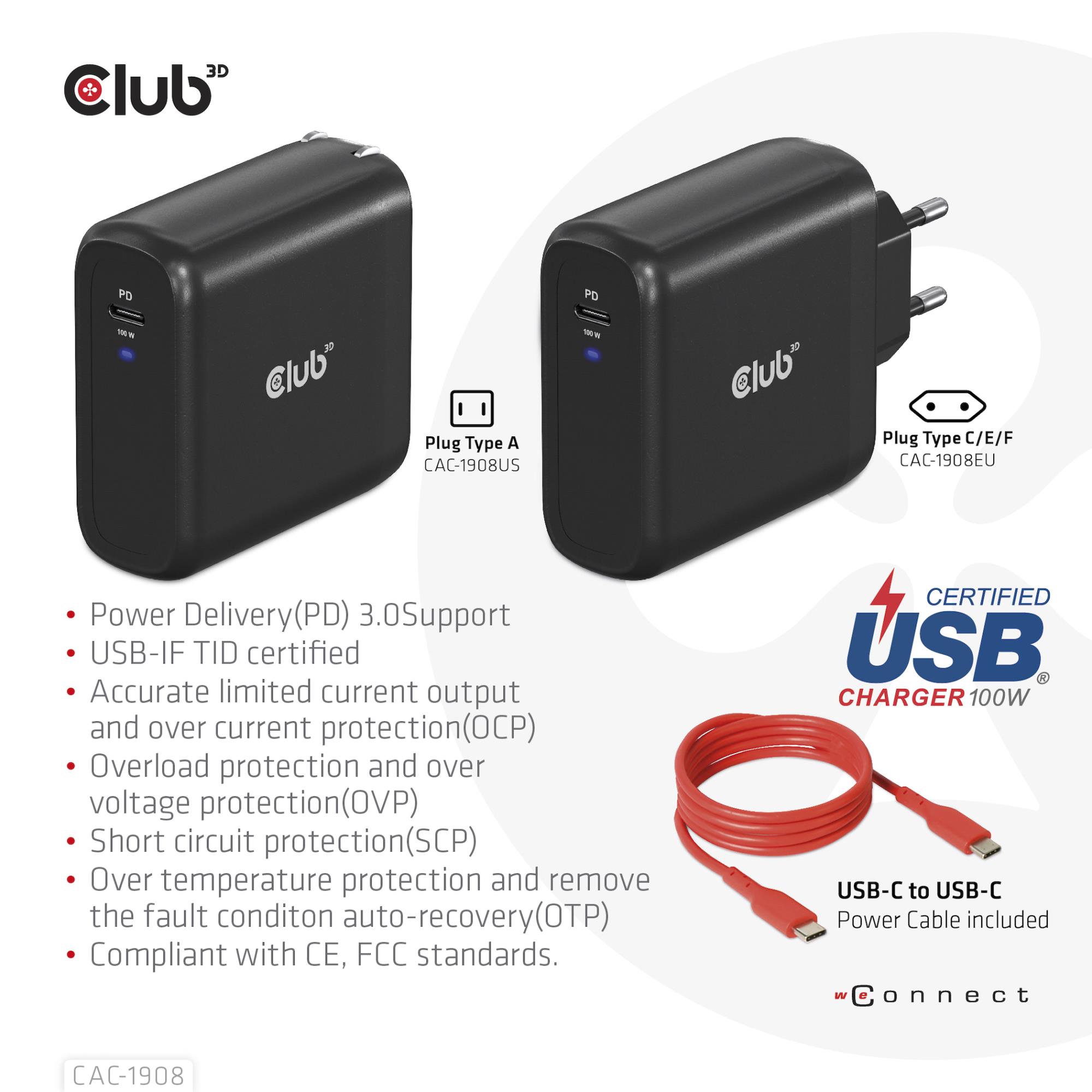 MOBILE TRAVEL CHARGER USB-C/100W CAC-1908EU CLUB3D - Image 8