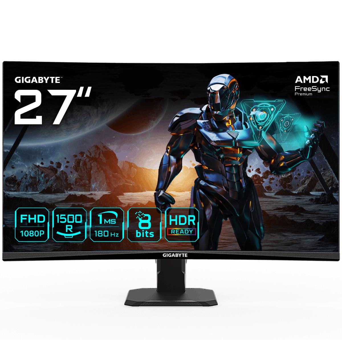 LCD Monitor GIGABYTE GS27FC Gaming Monitor 27" Gaming/Curved Panel VA 1920x1080 16:9 180Hz Matte 1 ms Tilt Colour Black GS27FCEK
