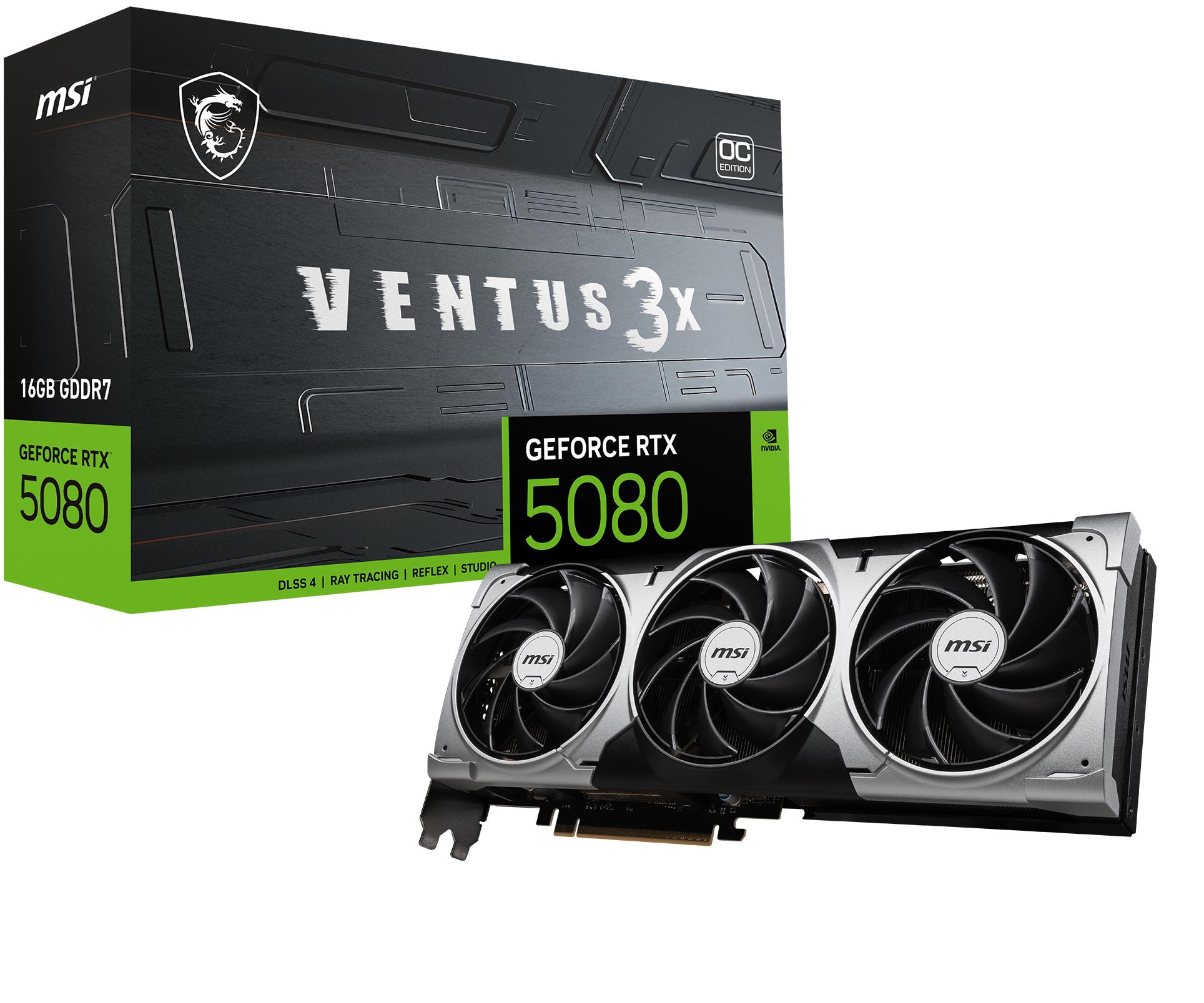 Graphics Card MSI NVIDIA GeForce RTX 5080 16 GB GDDR7 256 bit PCI Express x16 5.0 Active RTX508016GVEN3XOCBLK