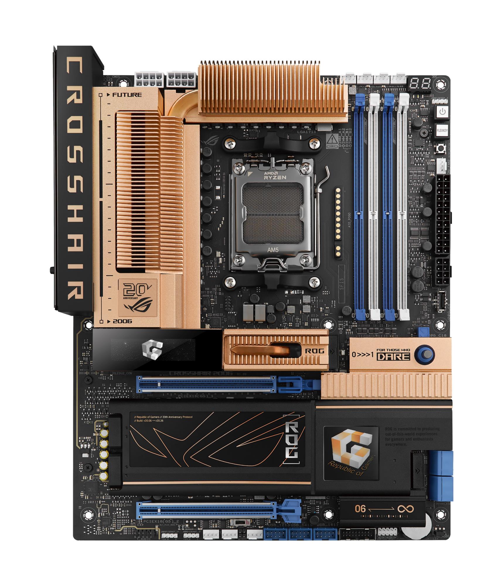 Mainboard ASUS AMD X870E Socket AM5 ATX RAM DDR5-SDRAM 4xSlots Wi-Fi Yes Bluetooth Yes 5xNumber of M.2 (M) slots ROGCROSSHAIR2006